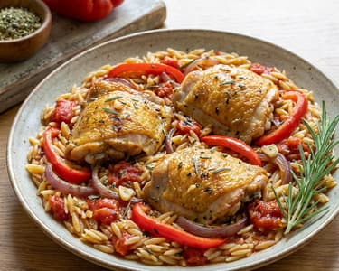 Hähnchen-One-Pot mit Orzo und Gemüse