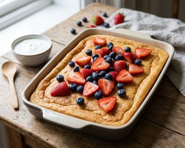 Ofen-Pfannkuchen mit Beeren