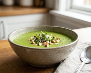 Frische Frühlings-Erbsensuppe mit Ingwer