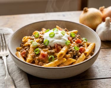Cremige Taco-Pasta mit Rinderhackfleisch