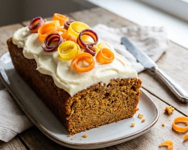 Karottenkuchen mit kandierten Karotten