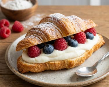 Buttercroissants mit Quarkcreme und Beeren