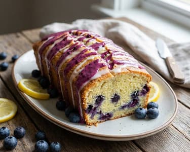 Zitronen-Heidelbeer-Kuchen mit Beeren-Glasur