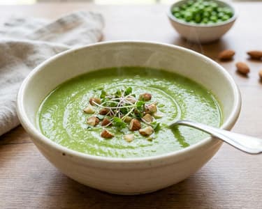 Frische Frühlings-Erbsensuppe mit Ingwer