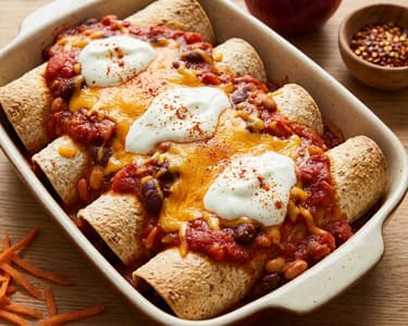 Vegetarian Enchiladas with Beans & Cheddar
