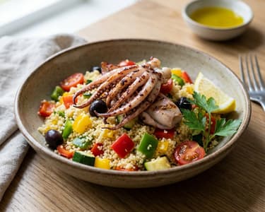 Gegrillte Tintenfischtentakel mit Couscous-Salat