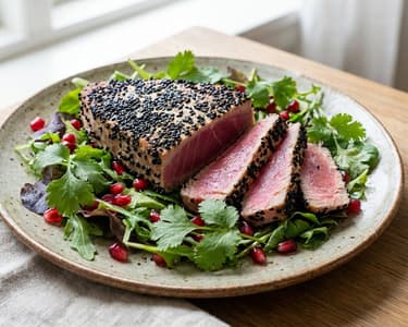 Thunfischsteak im Sesam-Mantel mit Granatapfel-Salat