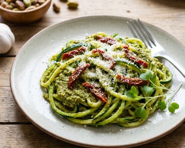 Zucchini-Spaghetti mit Pistazienpesto