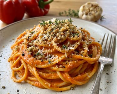 Spaghetti mit gerösteter Paprikasauce