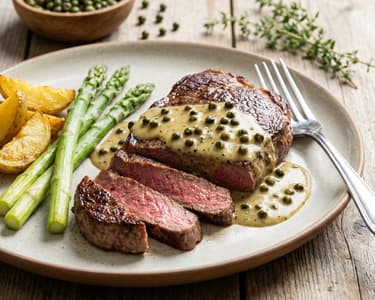 Beef Fillet with Green Kampot Pepper Sauce