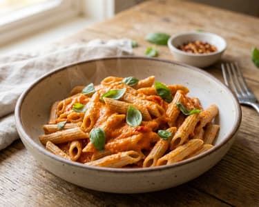 Penne mit Paprika-Tomaten-Sauce | Cremig & Gesund