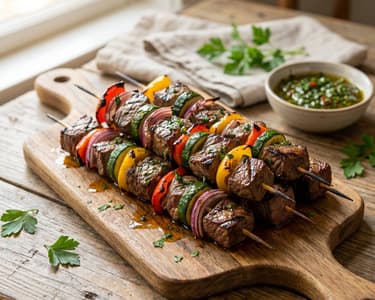 Grilled Steak Skewers with Colorful Vegetables