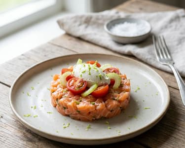 Lachstatar mit Frischkäse und Limette
