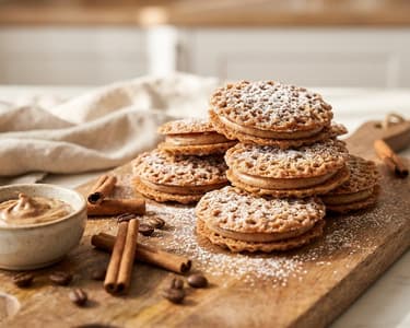 Zimt-Spitzenkekse mit Kaffee-Rum-Füllung