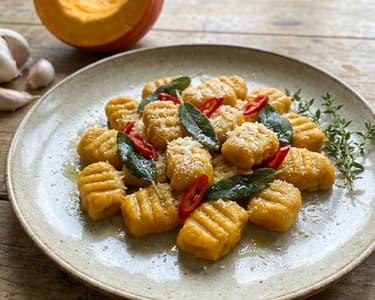 Pikante Kürbis-Gnocchi mit Chili und Salbei