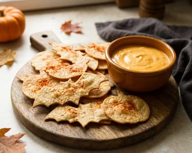 Halloween Tortilla Chips mit Cheddar-Dip