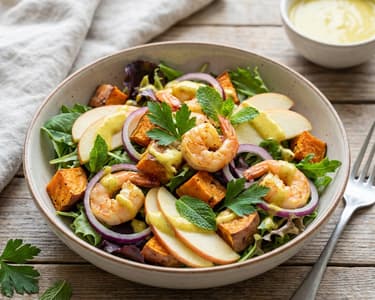 Garnelensalat mit Curry-Dressing