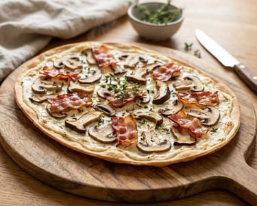 Flammkuchen with Mushrooms & Bacon