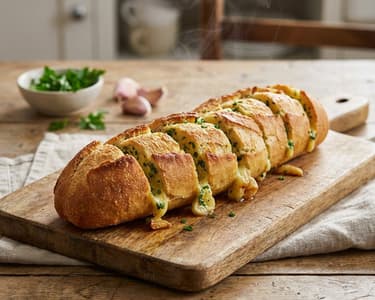 Knoblauchbaguette mit geröstetem Knoblauch