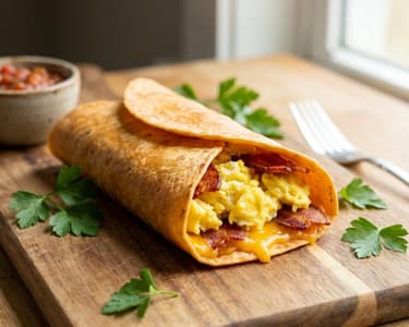 Herzhafter Tortilla Wrap mit Speck und Ei
