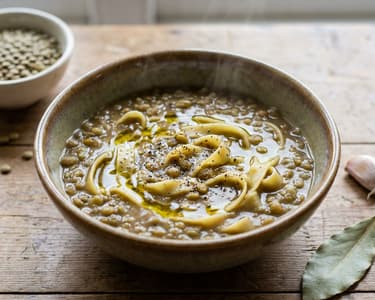 Herzhafte Linsensuppe mit Tagliatelle