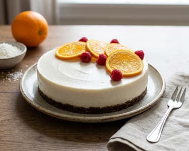 No-bake Kokos Cheesecake mit Orangen