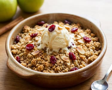 Apfel-Crumble mit Vanilleeis