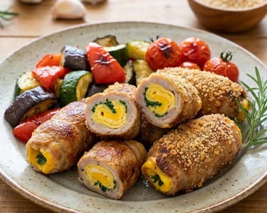 Italienische Fleischröllchen mit Röstgemüse