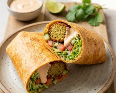 Falafel in Tortilla with Chili-Lime Mayonnaise