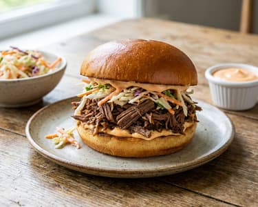 Burger with Pulled Beef & Spicy Sriracha Mayo
