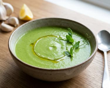 Cremige Erbsensuppe mit Zitrone