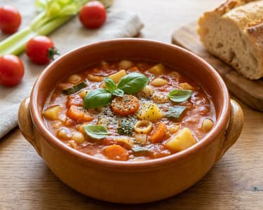 Klassische Minestrone mit Pasta-Muscheln