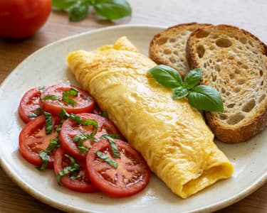 Omelett mit Tomaten und Basilikum | Gesundes Frühstück