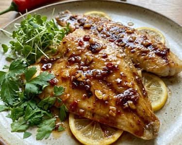 Glasiertes Schollenfilet mit Honig und Chili