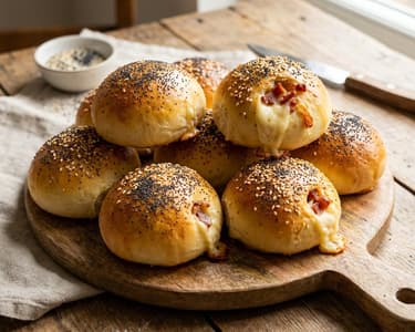 Herzhafte Speck-Mozzarella-Brötchen