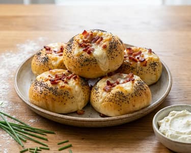 Herzhafte Brötchen mit Speck und Mozzarella