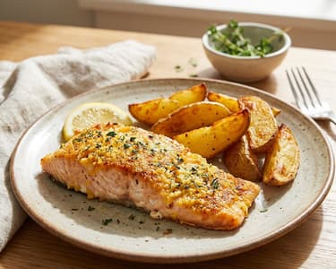 Rotbarsch mit Kräuterkruste und Röstkartoffeln