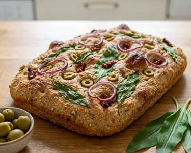 Vollkorn-Focaccia mit Bärlauch