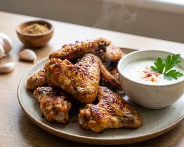 Gegrillte Hähnchenflügel mit Joghurtdip