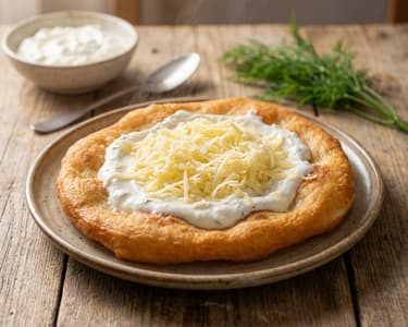 Hungarian Langos with Quark Dip and Garlic