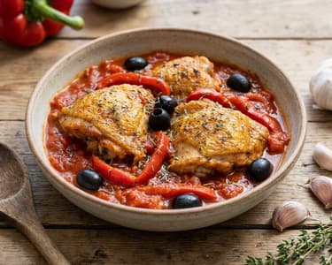 Baskisches Hähnchen mit Paprika und Oliven