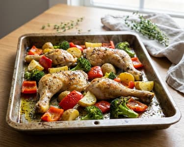 Sheet Pan Chicken with Potatoes and Broccoli