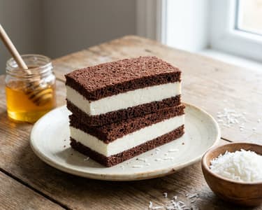 Hausgemachte Milchschnitten mit Quark & Honig