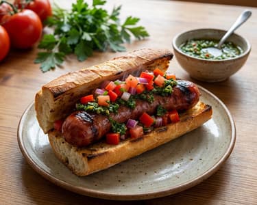 Choripán mit Chimichurri und Salsa