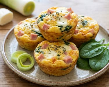 Herzhafte Eier-Muffins mit Mozzarella & Schinken