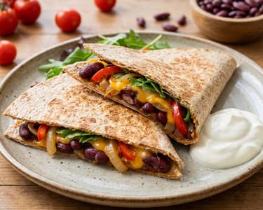 Herzhafter Bohnen-Wrap mit Cheddar