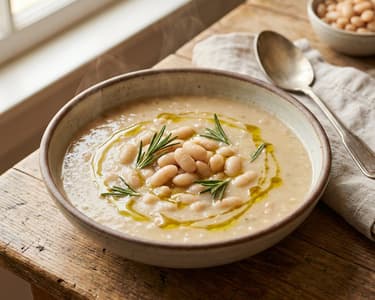 Cremige weiße Bohnensuppe mit Rosmarin