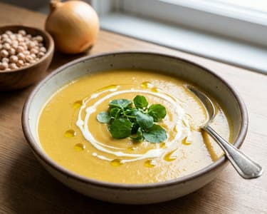 Cremige Kichererbsensuppe mit indischen Gewürzen