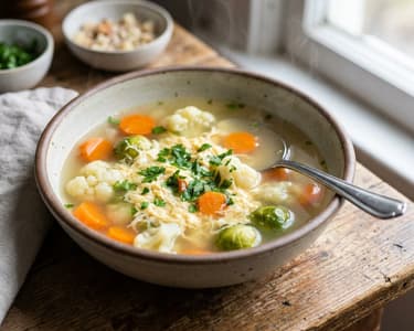 Herzhafte Gemüsesuppe mit Eierstich