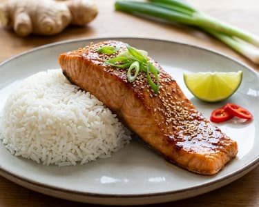 Lachs auf asiatische Art mit Jasminreis